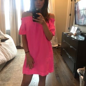 Vineyard Vines Malibu Pink off the shoulder dress